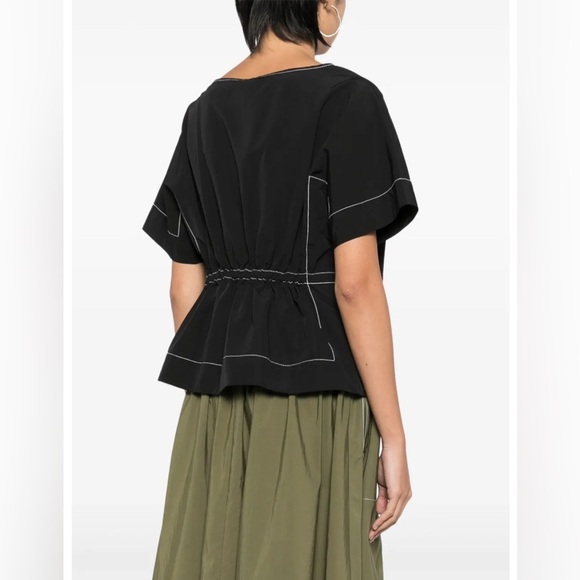 Simkhai Black Cotten Blend Boxy Tee With Contrast Stitch, Size 8 - Picture 2 of 9